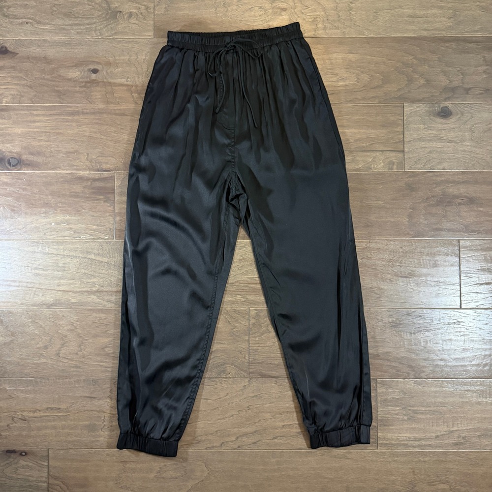 Talulah Black Satin Drawstring Jogger Pants S18319 Womens Large